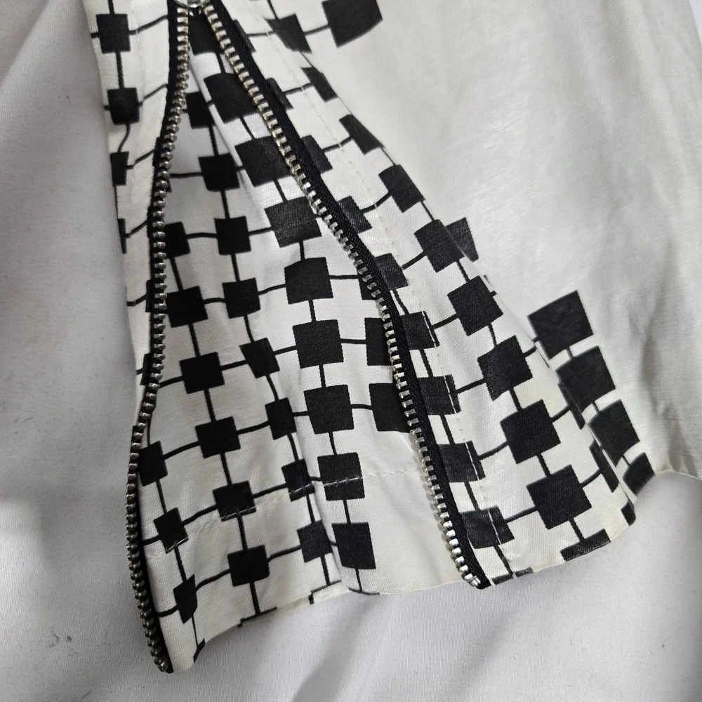 Custo Barcelona Quilted Patchwork Grid Print Art Summer Trenchcoat | Size US 8 - Picture 7 of 14